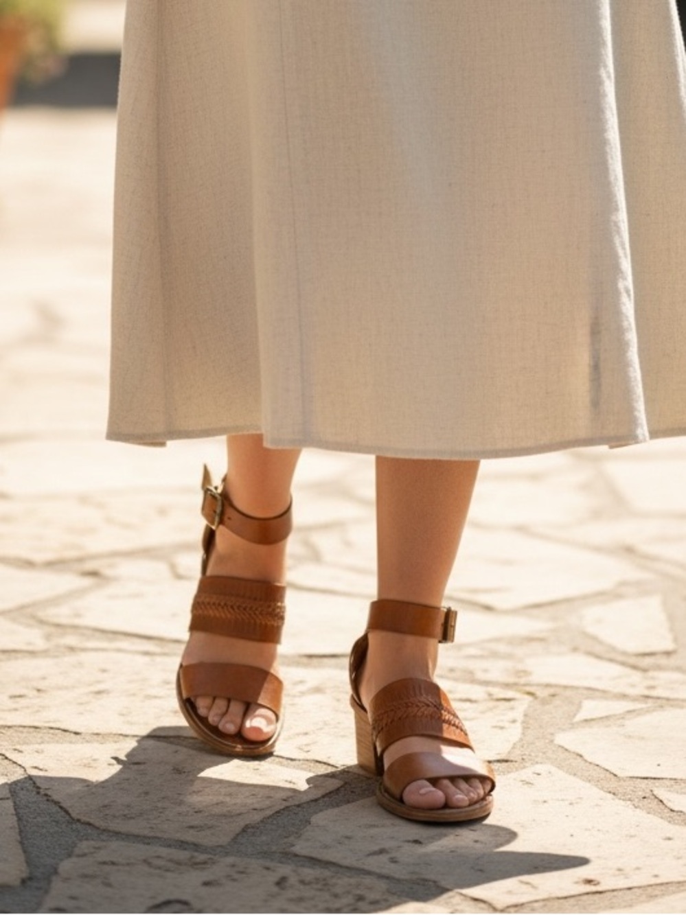 Madewell Cognac Braided Leather Block Heel Sandals - Picture 5 of 5